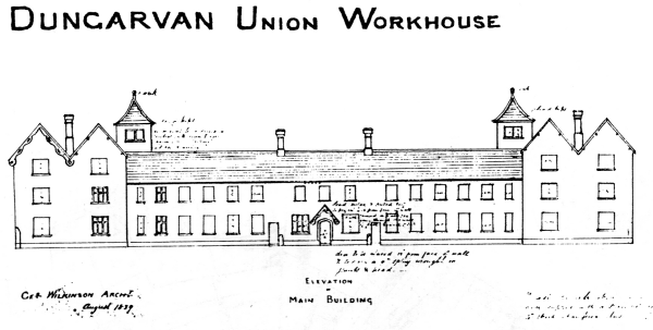 dungarvan workhouse - drawing by george wilkinson august 1839 (irish architectural archive)