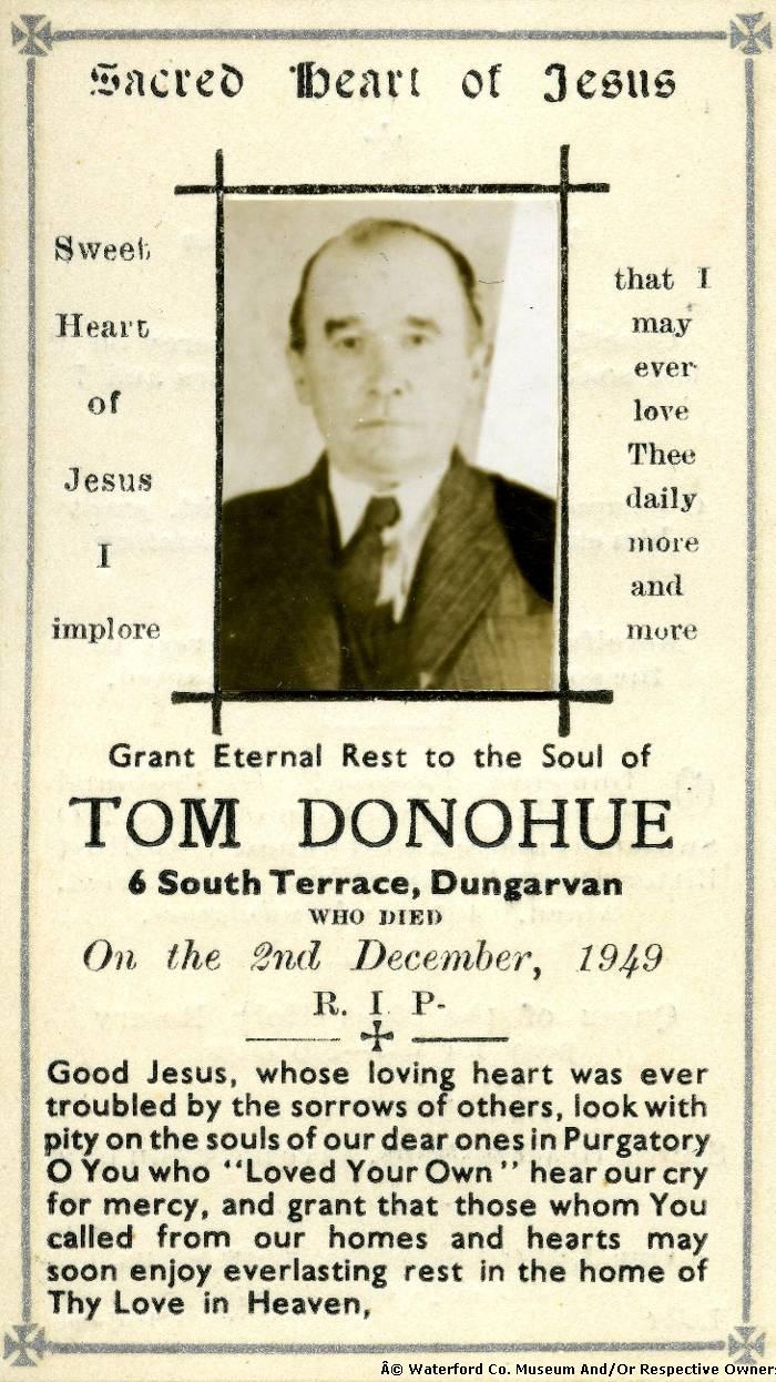 Mortuary Card, Captain Tom Donohue, Dungarvan