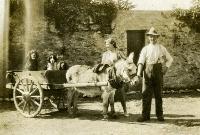 Two Unidentified People With A Donkey And Cart